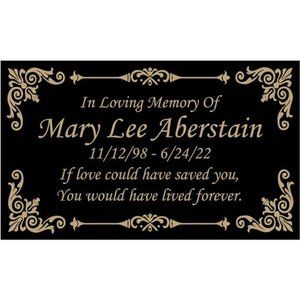 Beautifully Engraved Plaque, Plate, Name Plate in Black and Gold - 4.5" x 2.5"